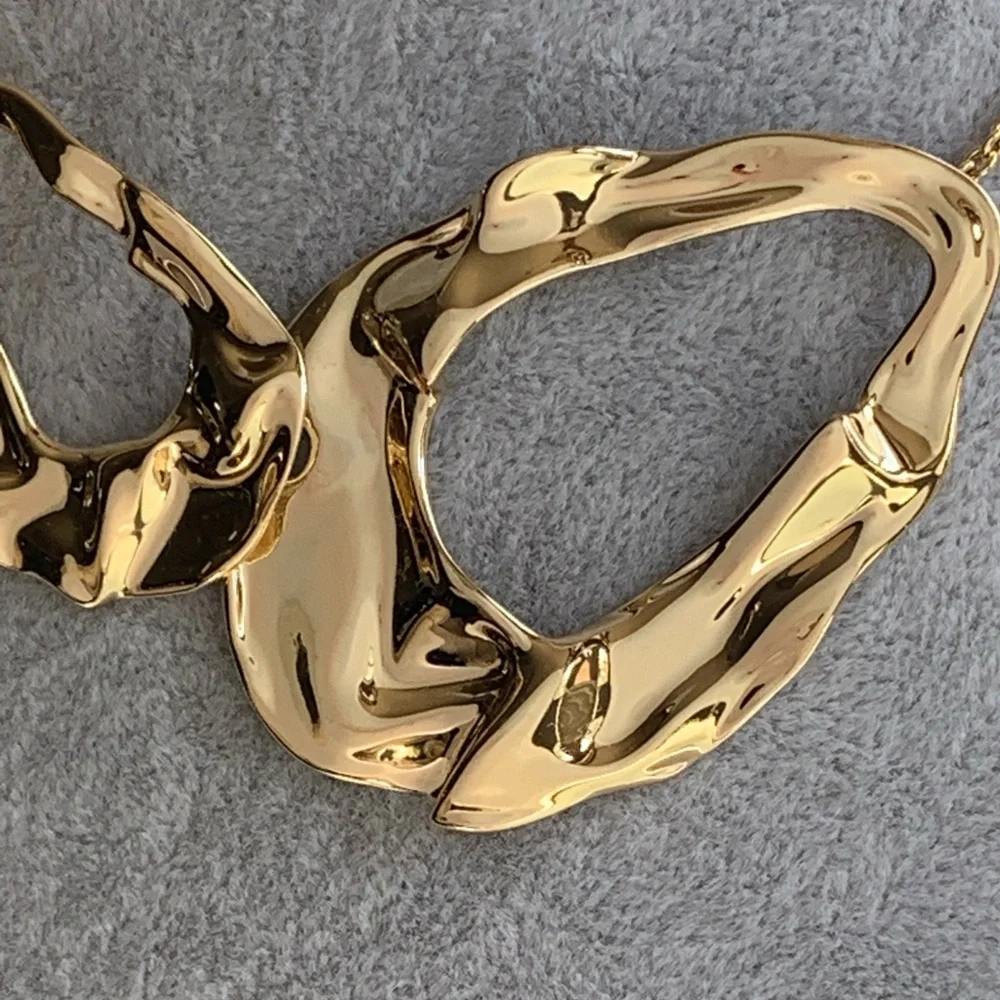 ALEXIS BITTAR • Retro Gold Collection Molten Liquid Crumpled Link Necklace